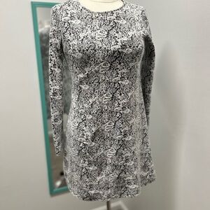 Soft white Jacquard Whimsy Goth Fairy Long Sleeve Mini Dress